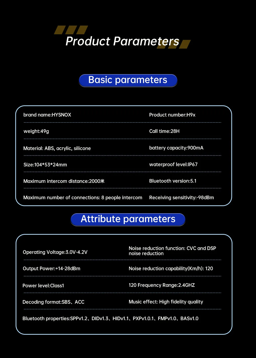Long Distance Clear Sound Ear Buds with Qualcomm Chipset Weatherproof Noise Reduction Headset Easy to Use LED Battery Indicator