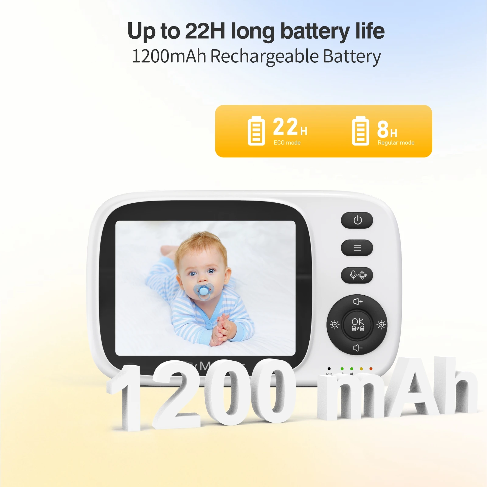 Smartree 3.2 Inch LCD Pan/Tilt Baby Monitor Night Vision Two Way Speak ECO Mode 2100Mah Battery Video Baby Monitor