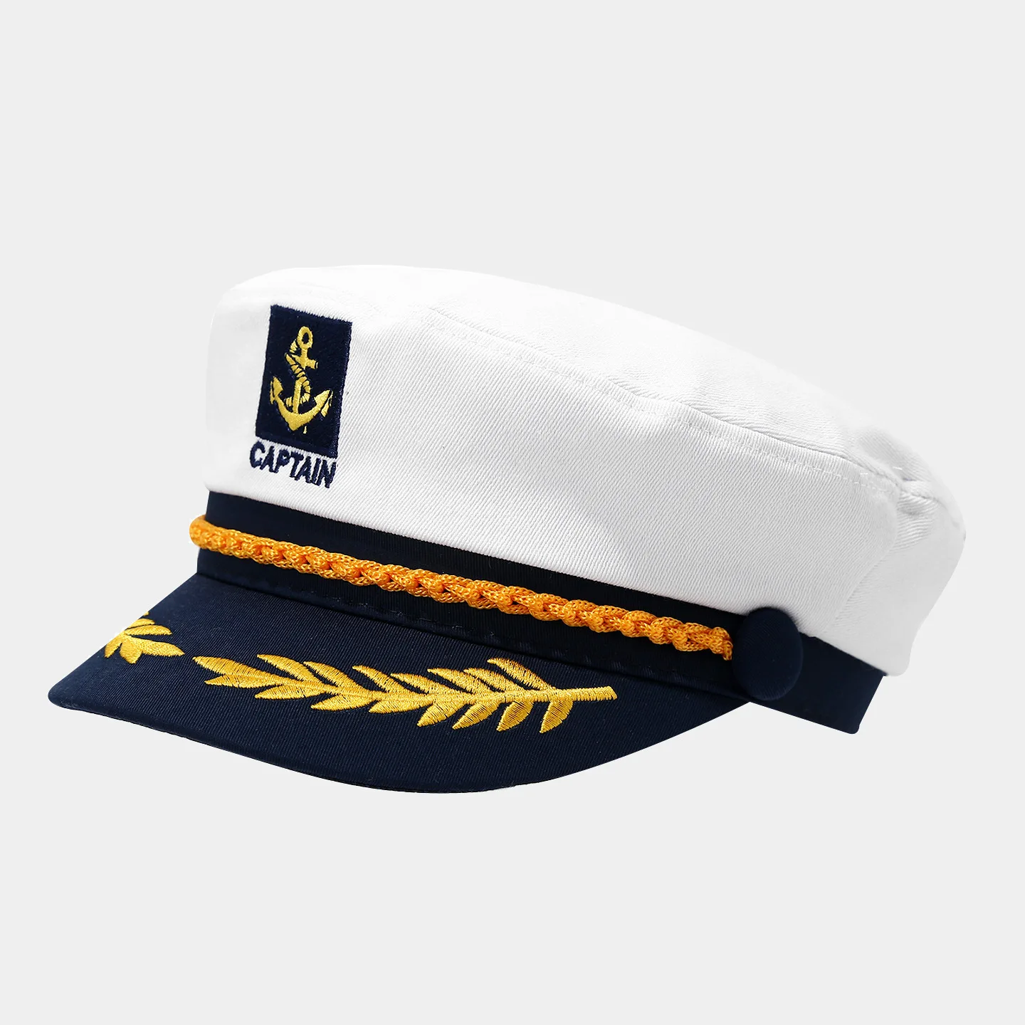 Anchor Hat White Navy Beret Cap - Unisex Embroidery Cap display picture 1