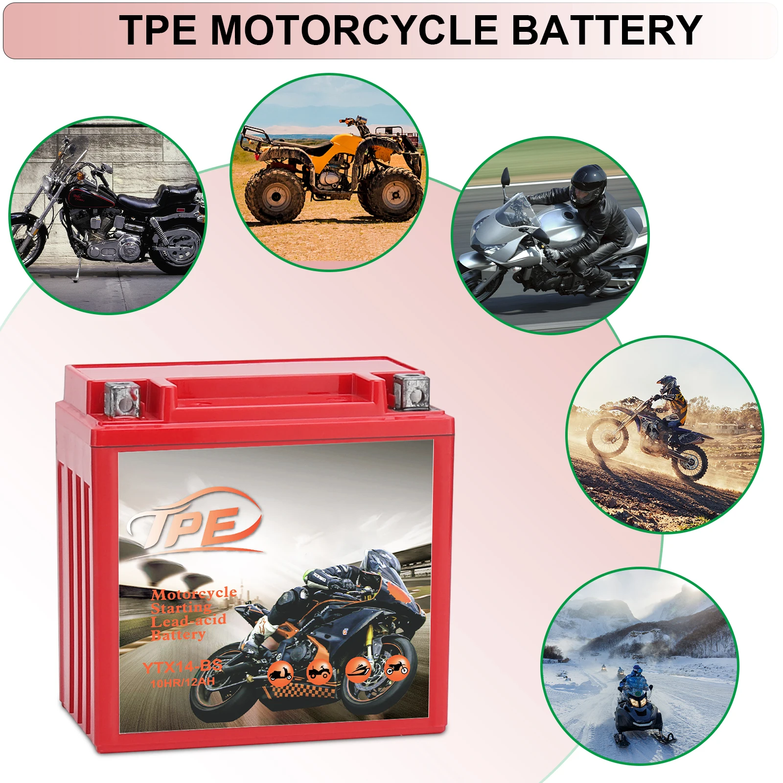 Started Battery YTX14-BS 12V Battery-AGM Battery+Maintainer for Motorcycle , Electric Bike , Scooters & Powersport Vehicles. factory