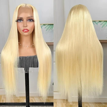 Customized Straight Style Long Honey Blonde Remy Wig Brown Highlight Cuticle Aligned Transparent Lace Front Wavy End Features