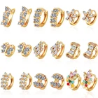 Saudi 2015 pictures of small rose gold huggie earrings with zircon designs jewelry models for woman