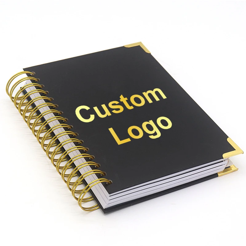2023 Custom Black A5 A4 Paper Leather Cover Hardbound Notebook Planner Journals Diary Printing