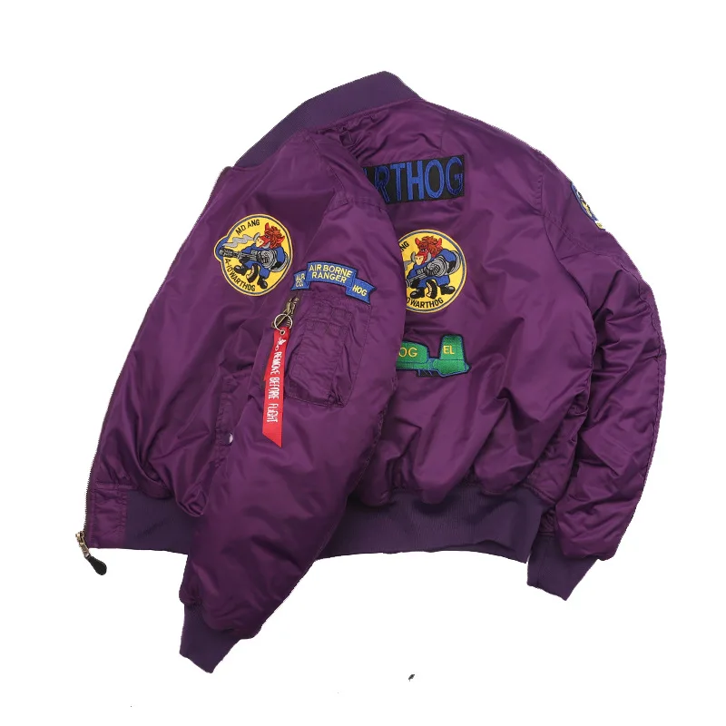 Outdoor Light Warm Custom Nylon Black Winter Satin Varsity Bomber Jackets For Men_voghion.com