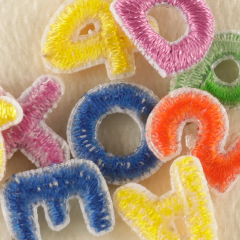 In Stock Small Size Colorful 3d Embroidery Patch Iron on Number Letter Patches