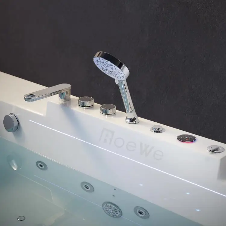 Acrylic Indoor Bathtub with Whirlpool & Water Massage Modern 1.8m Multi-Functional Design whirlpool Spa Bath Tab for Bathroom