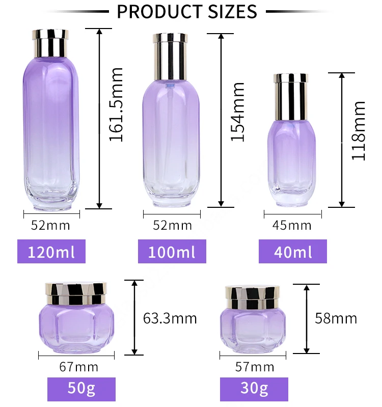 Luxury hexagon 40ml 100ml 120ml 30g 50g essential oil glass containers jar and bottle full set for skin care cosmetics packaging manufacture