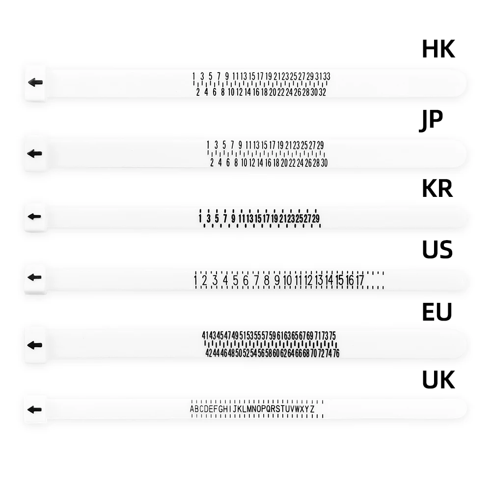 Factory Low Price Wholesale Fast Delivery Plastic UK US EU JP HK Size Loop  Ring Size Measuring Tools Finger Gauge Ring Sizer