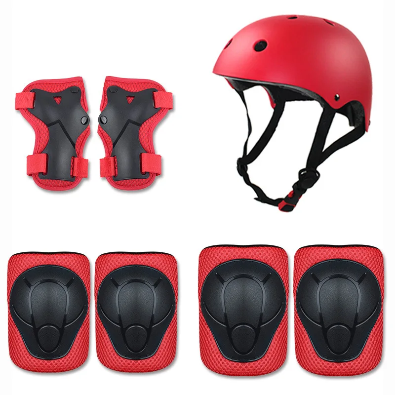 SAMIT 7 in 1 Kids Bike Helmet with Knee and Elbow Wrist Pads Toddler Skateboard Helmet Knee Pads Set for 5~12 Year Old Boys Girls Adjustable Children Protective Gear Set for Segway Scooter Cycling 