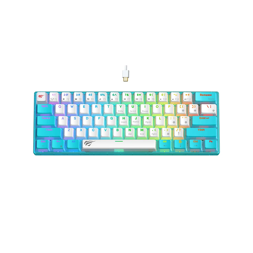 Havit KB903L 61 Keys Rainbow LED Backlit Computer  Light up USB Wired  Gaming Keyboard Backlit Mechanical Gaming Keyboard for PC