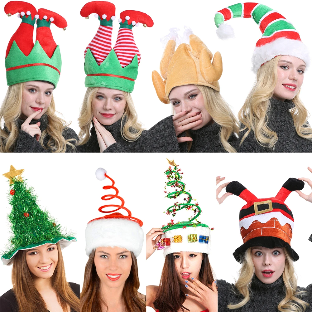 2022 Christmas Hat Plush Elf Santa Hat 