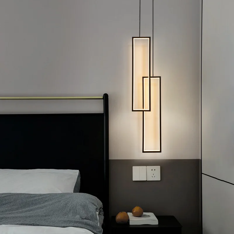2023 Black Acrylic Square Luxury Hanging Modern Chandeliers Led Pendant Lamp Lights for Home