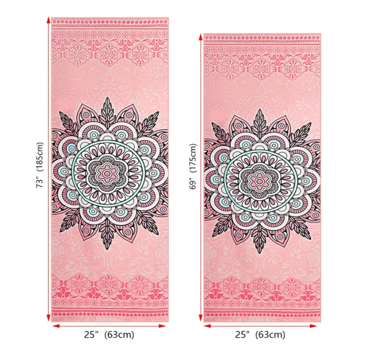 61*183cm Custom Logo Printed Soft Non Slip Suede Microfiber Yoga Mat Towel With Bag Package details