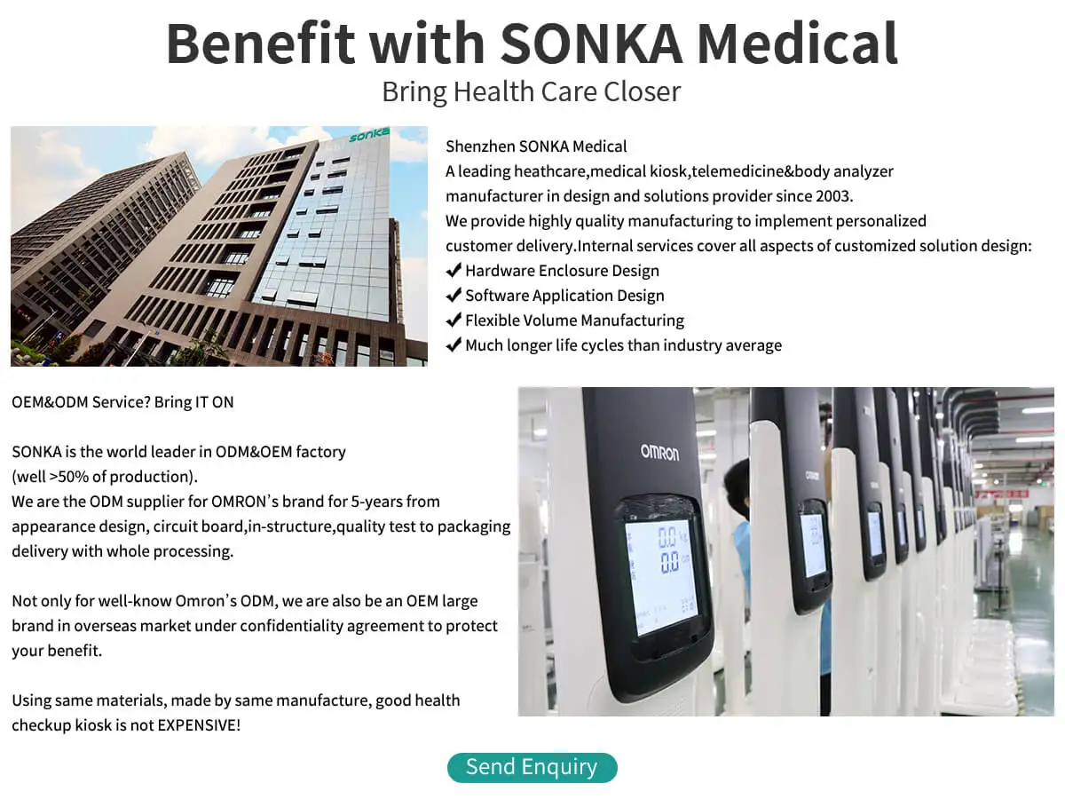 product sonka clinical analytical instruments health checkup kioskself service medical kiosk bmi mete-74