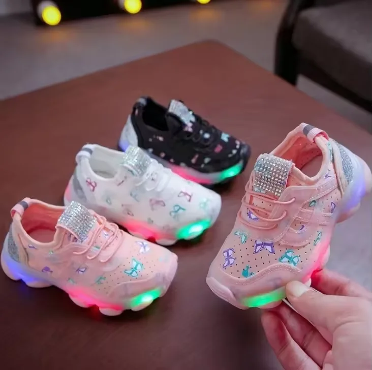 2024 Hot Sale Children Light Sport Shoes Baby Kids Led Flashing
