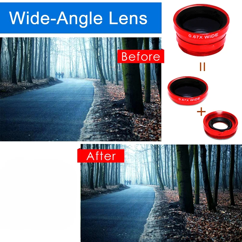 Camera Compatible All Cell Phones Portable 20mm Wide Angle Macro Fisheye 3 in 1 Lens
