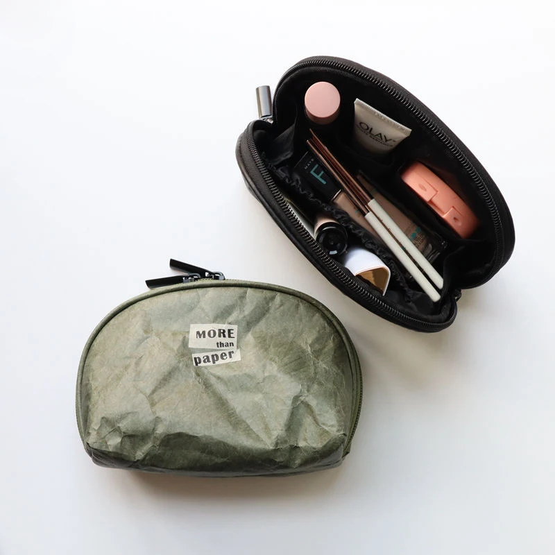 Customized Portable Tyvek Paper Eco Cosmetic Makeup Organizer Bag Waterproof and Washable with Fashion Style Zipper Closure