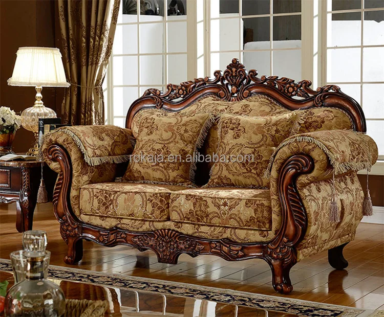 Antique Solid Wooden Sofa Set 7 Seater Luxury Lounge Sofa Classic Arab Middle East European