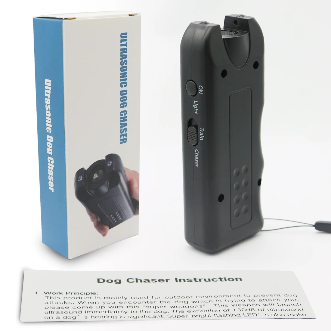 Portable Ultrasonic Dog Training Device Anti Barking Dog Chaser Repeller with LED Light Pet Dog Repeller