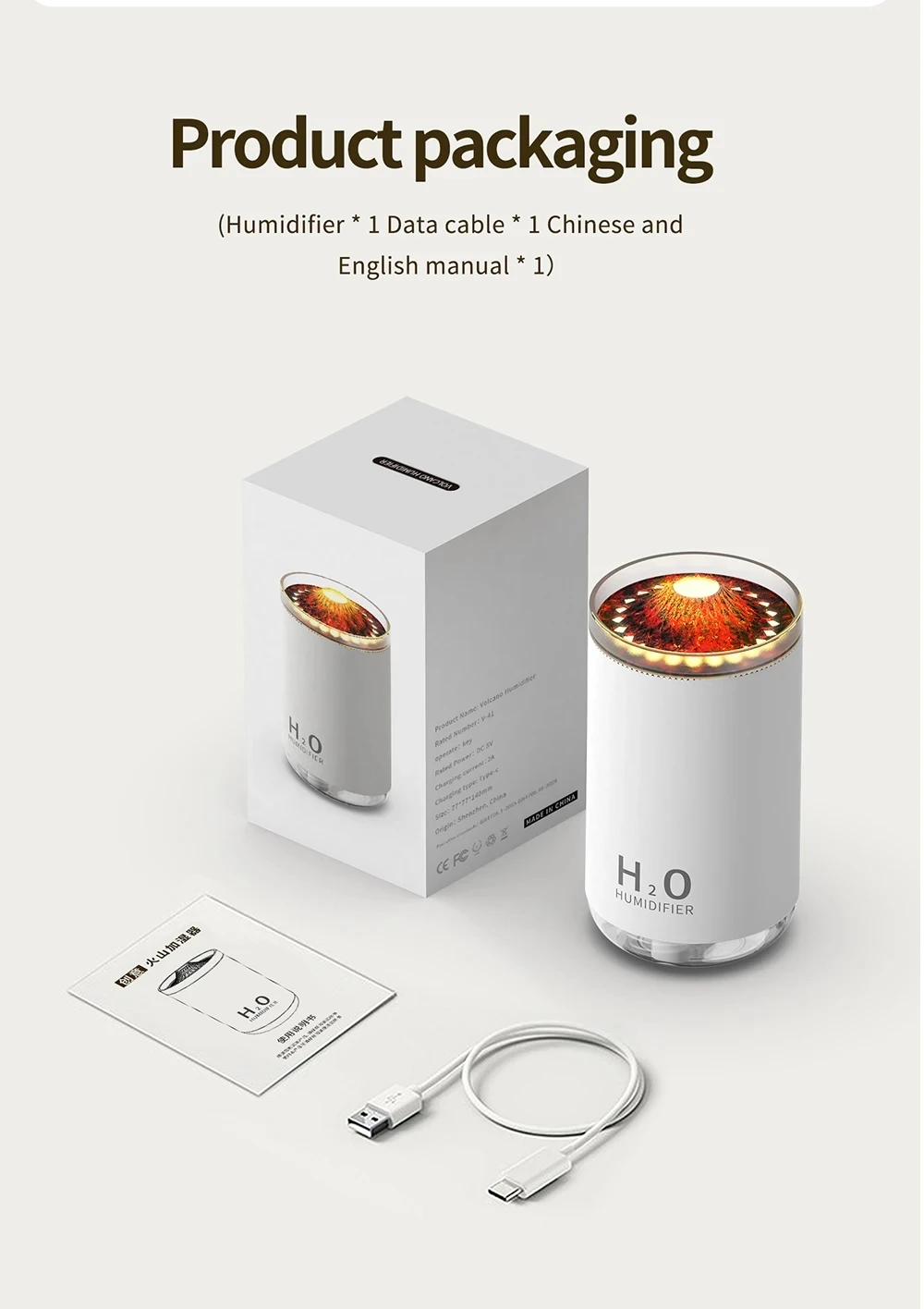 Portable USB-Powered Volcano Fire Flame Aroma Diffuser Remote ...