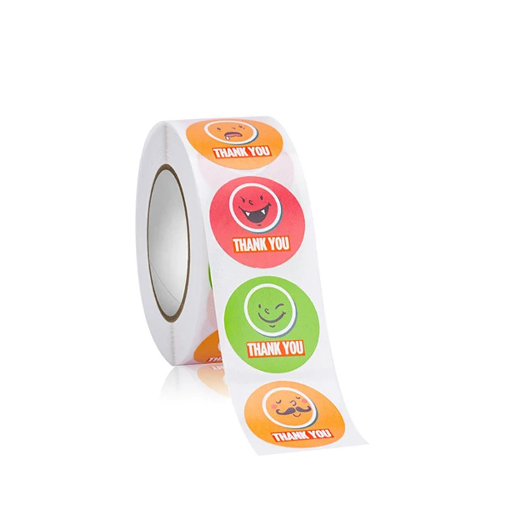 In Stock Custom Printing Cute Heart Love Round Kawaii Fragile Cartoon Anime Thank You Vinyl Label Sticker