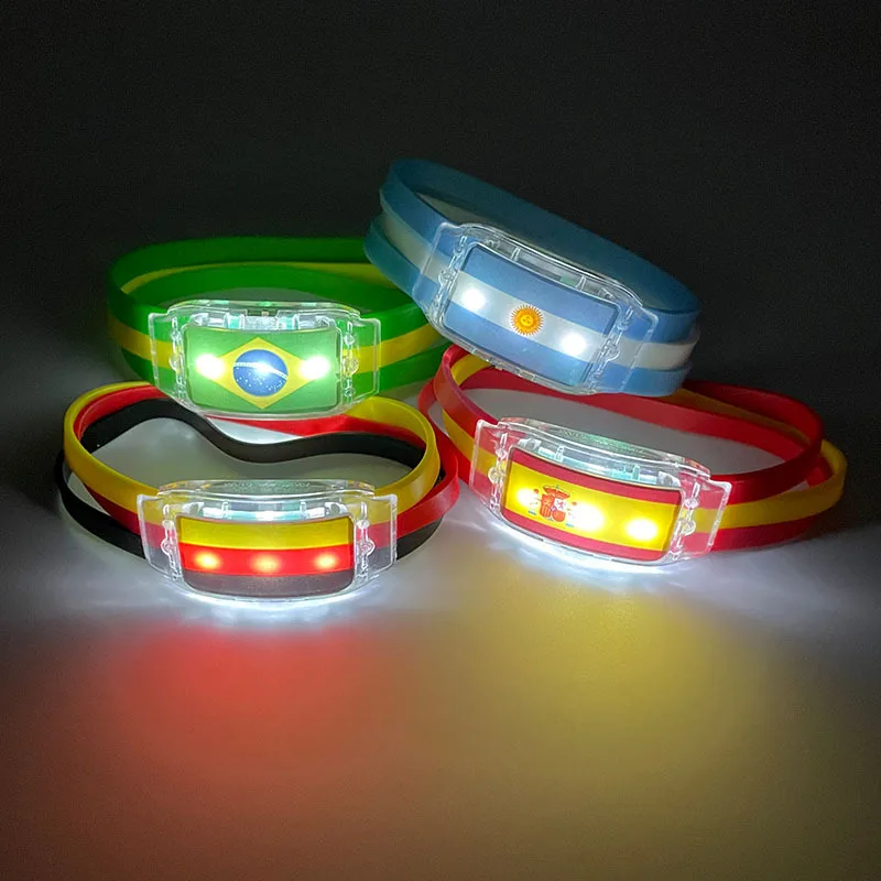 Qatar  2022 Bracelet Customized LED Lighting National Flag Silicone Bracelet Cheering Props 2022 Merchandise