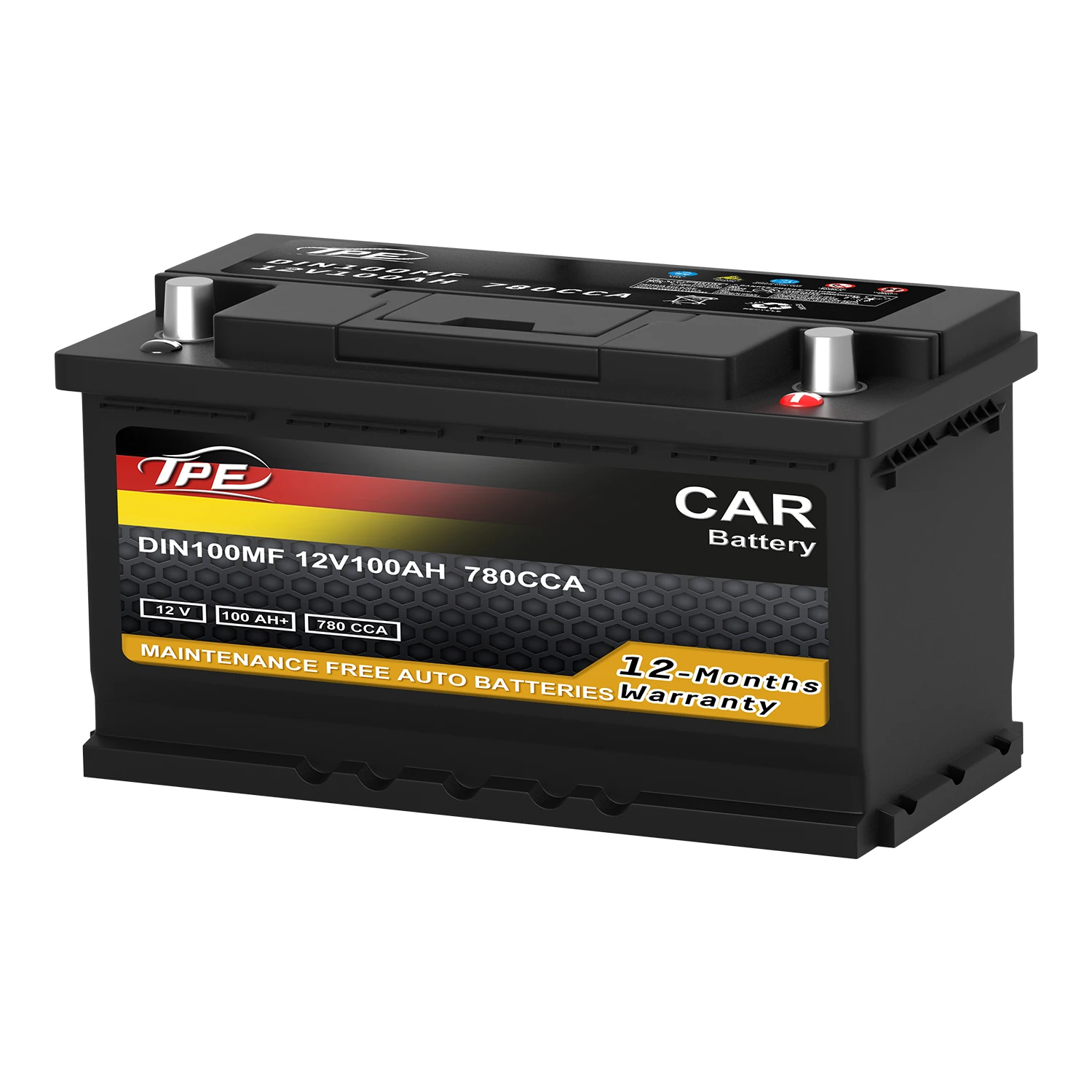 Fabricant Batterie au plomb AGM 12V100AH sans entretien DIN100 MF pour voitures, bateaux et chariots de golf, Tension 12V