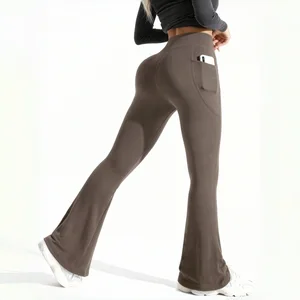 High-Waisted  Length Compression Active Pant Yoga Leggings Custom Logo Flare Legging for Women