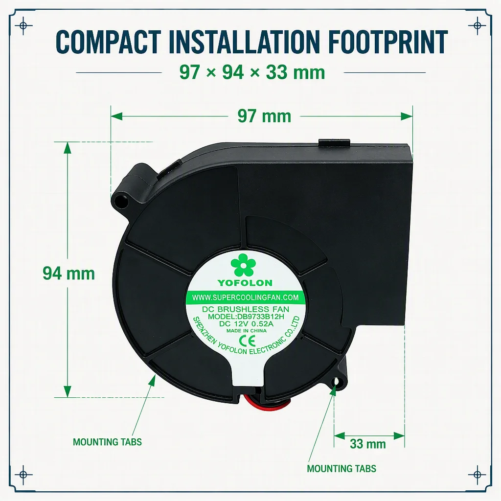Axial Blower, 97x94x33mm, 12V, 24V - detail 4