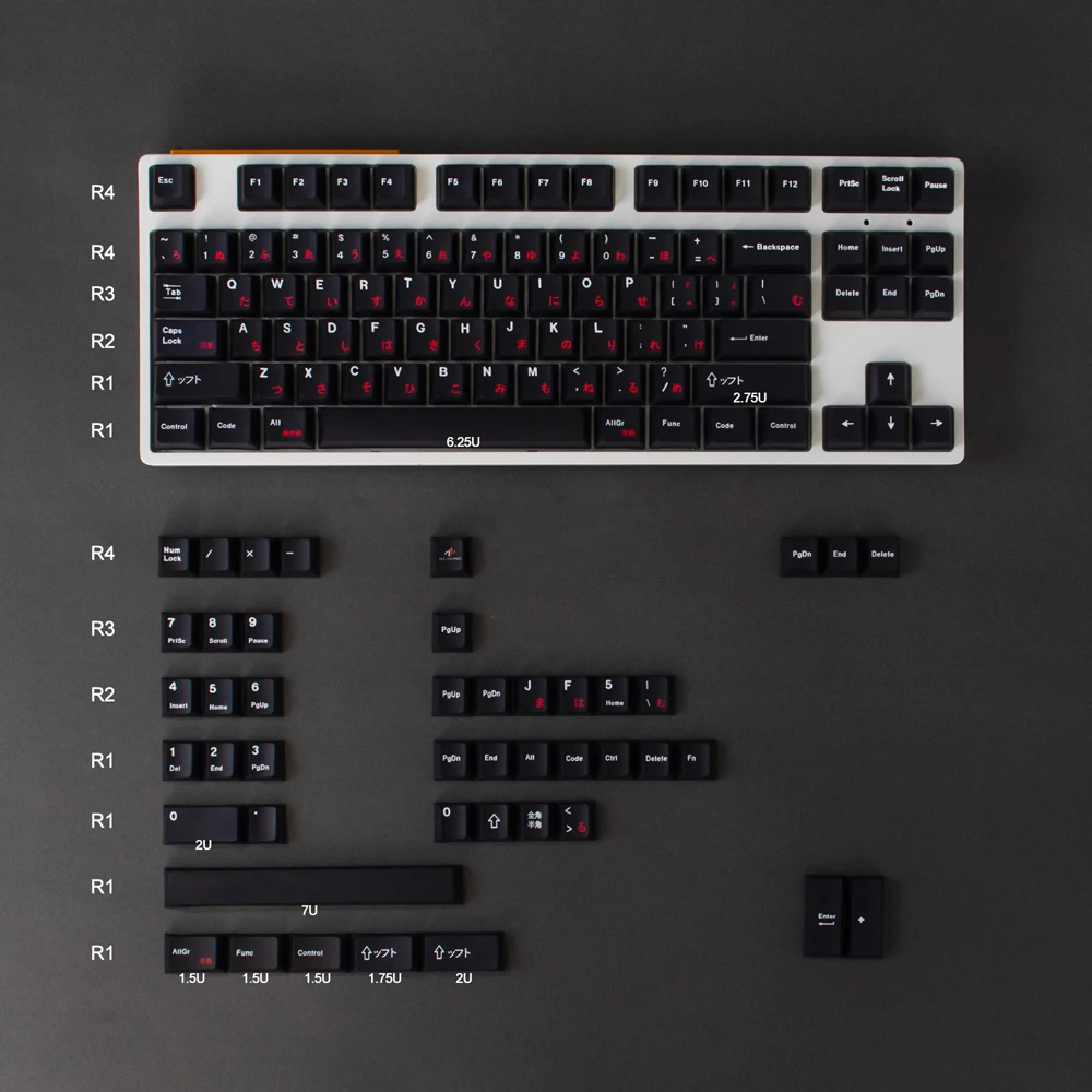 GMK Wob Red Cyrillic 132-Key PBT Dye Sublimation Keycaps for