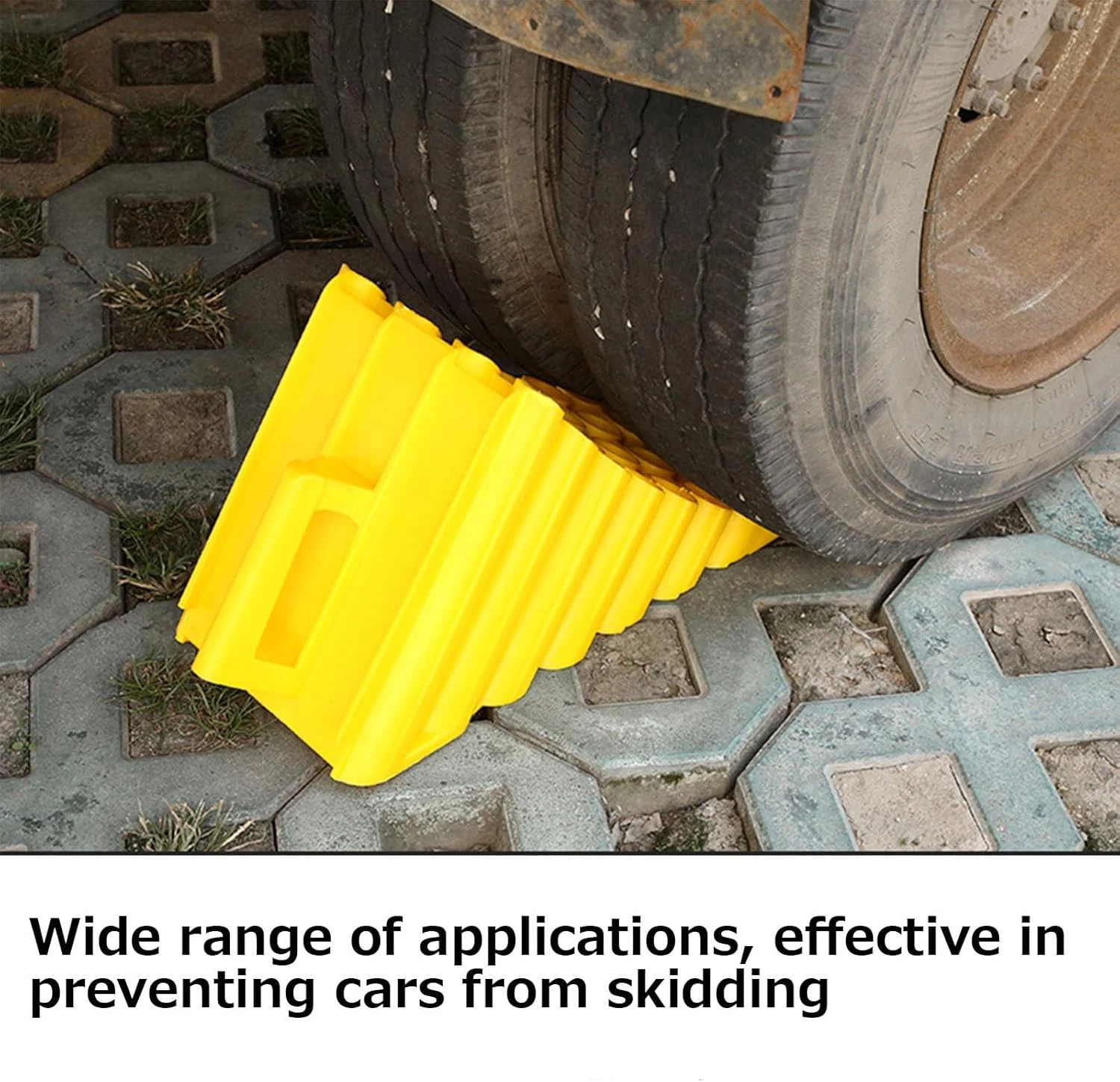 Wheel Chocks with Rope, Non Slip Heavy Duty Yellow Wheel Chock, Lightweight Wheel Stoppers for Cars Camper Trucks RVs supplier