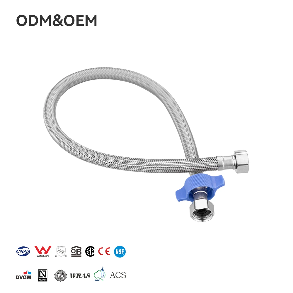 In Stock High Resistant Explosion-Safe Stainless Steel Braided Flexible Inlet Hose for Bathroom and Kitchen Faucet Plumbing Hose