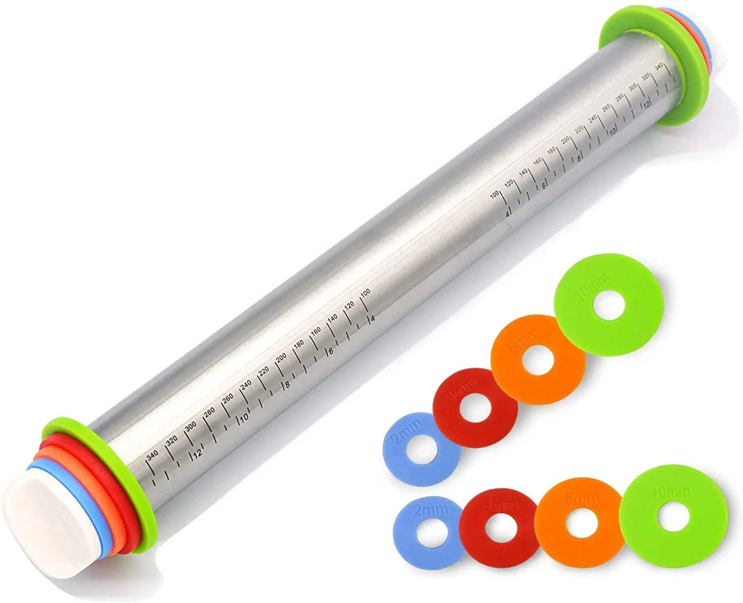 Rolling Pin Thickness Rings Adjustable Dough Roller Rolling Pins for Baking Pasta Pizza Pie Cookies