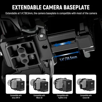 NEEWER V Mount Battery Plate with NATO Rails, Arca Type Baseplate for RS4 Pro RS3 Pro Gimbal, Modular DSLR Camera Video Rig detail image