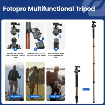 Fotopro DSLR Camera With Ball Head and Quick Release Plate Detachable Monopod Aluminum Tripod detail image
