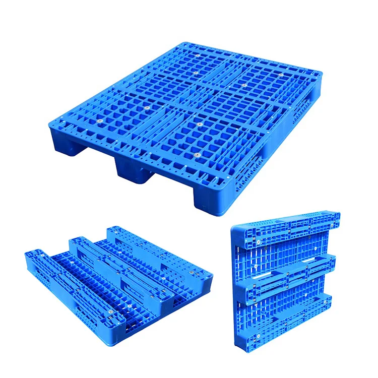 Heavy Duty Flat Top Deck Single Face 100% Virgin HDPE Grid Surface Steel Reinforced/3 Runners Pallet Plastic for Racking System