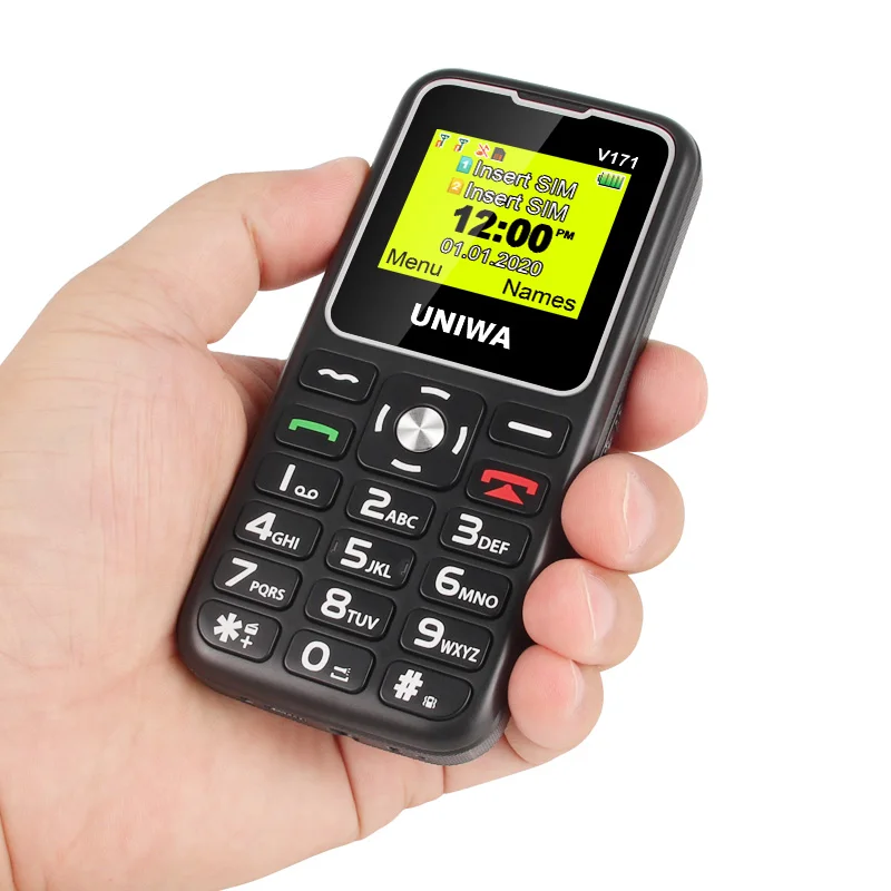 V171 Elderly Senior Ultra-Compact Cell Phone with Voice Changer and SOS Function Features
