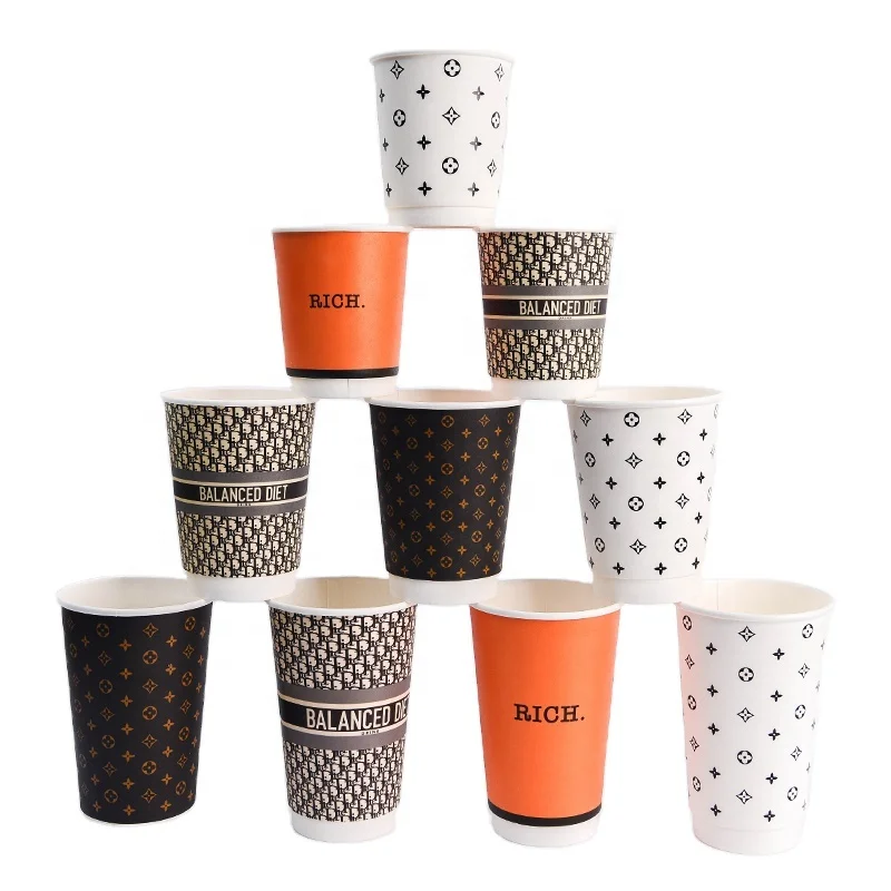 Ripple Wall Paper Cups For Coffee Disposable Food Grade Raw Paper Biodegradable Tableware manufacture