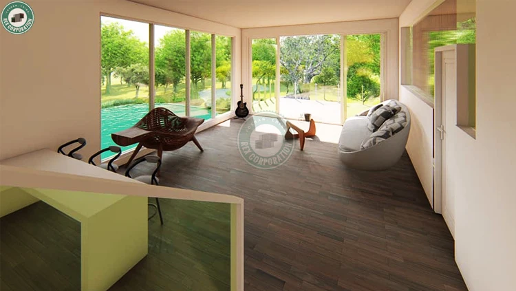 Modern Prefab Sea Front Cottage Light Steel Stilt Vacation Home Floor to Ceiling Windows Luxury Villas with Garage in Samoa