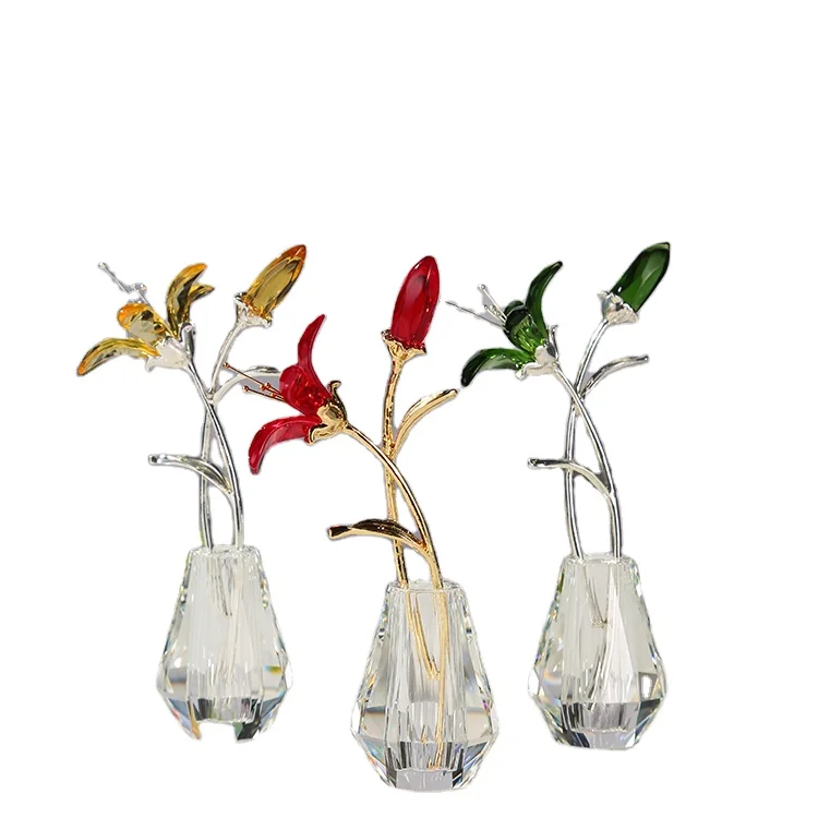 wholesale professional factory Souvenir decoration gifts wedding Crystal lilie flower for Valentine's Day Favors