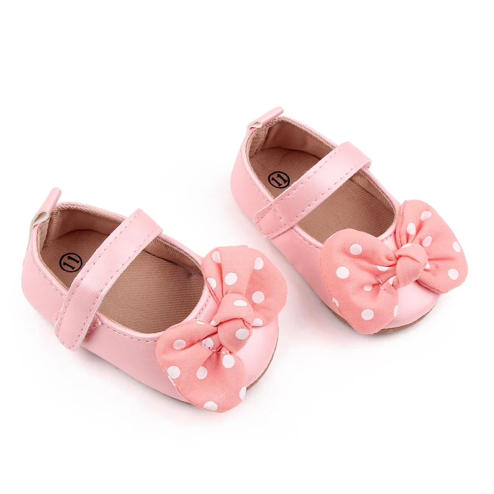 Wholesale Spring Autumn Baby Princess Shoes Girls Polka Dot Bow-knot Walking Toddler Shoes 2025 supplier