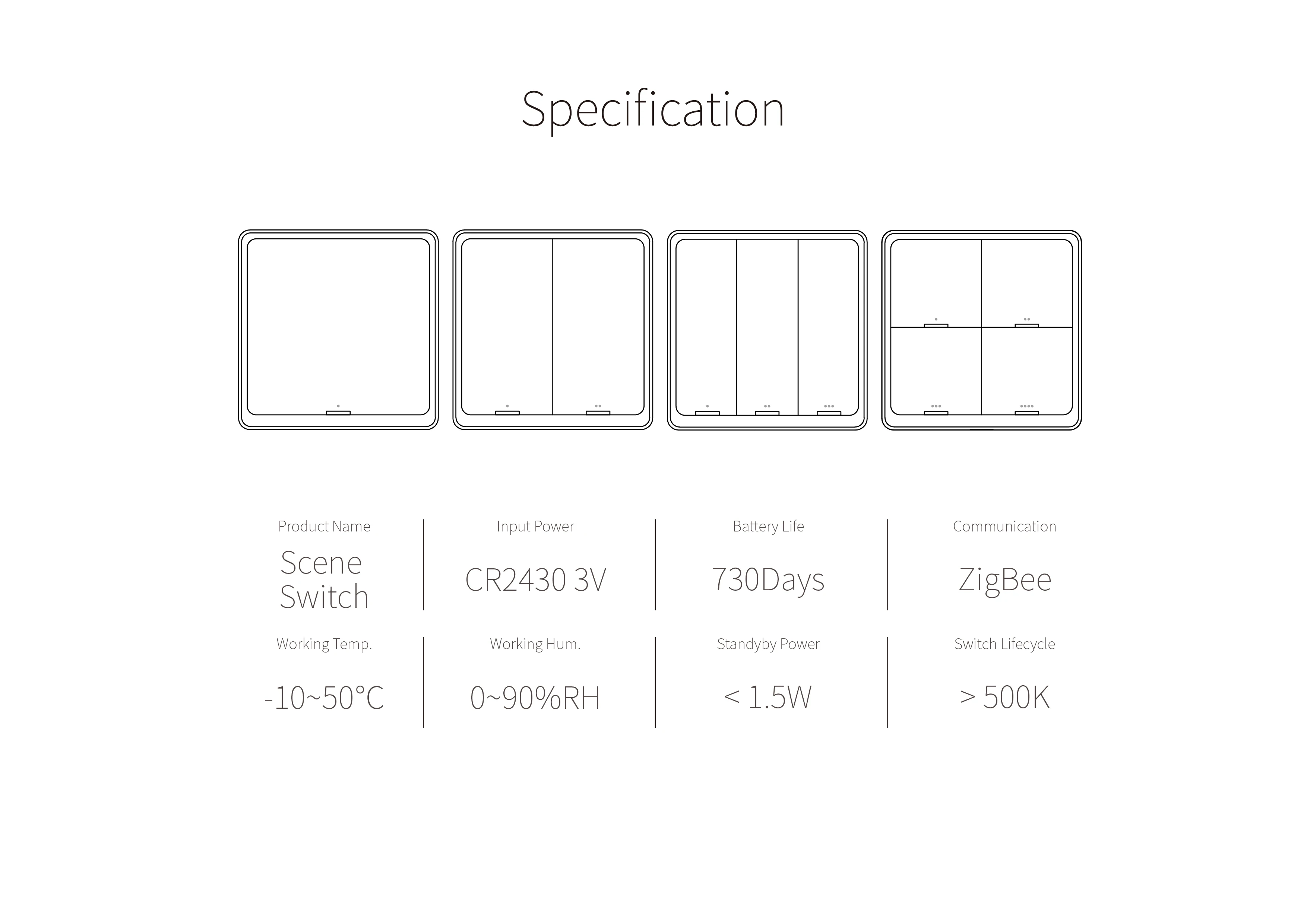 Tuya Zigbee Smart 4 Gang Switch Panel 4 Button Remote Control Wireless Light Switch with APP IPS Display for Home and Hotel