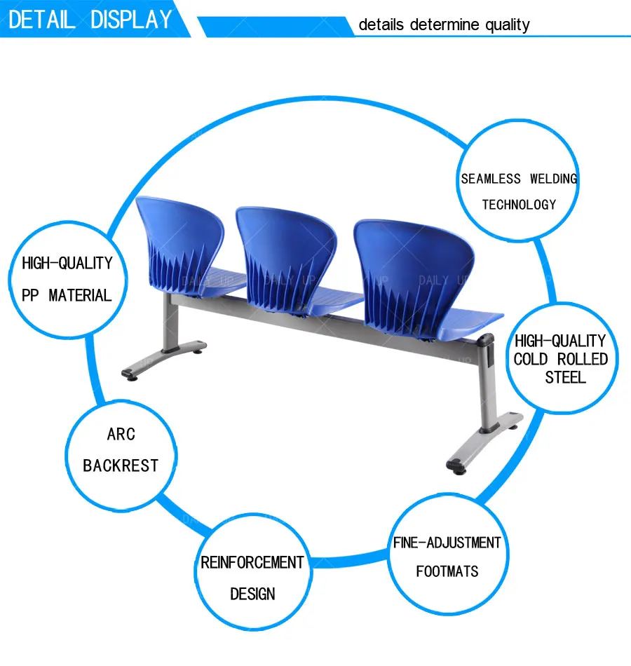 Factory Wholesale Waiting Chair Set High Quality Metal Frame Airport Waiting Bench For Public Area School And Hospital Clinic