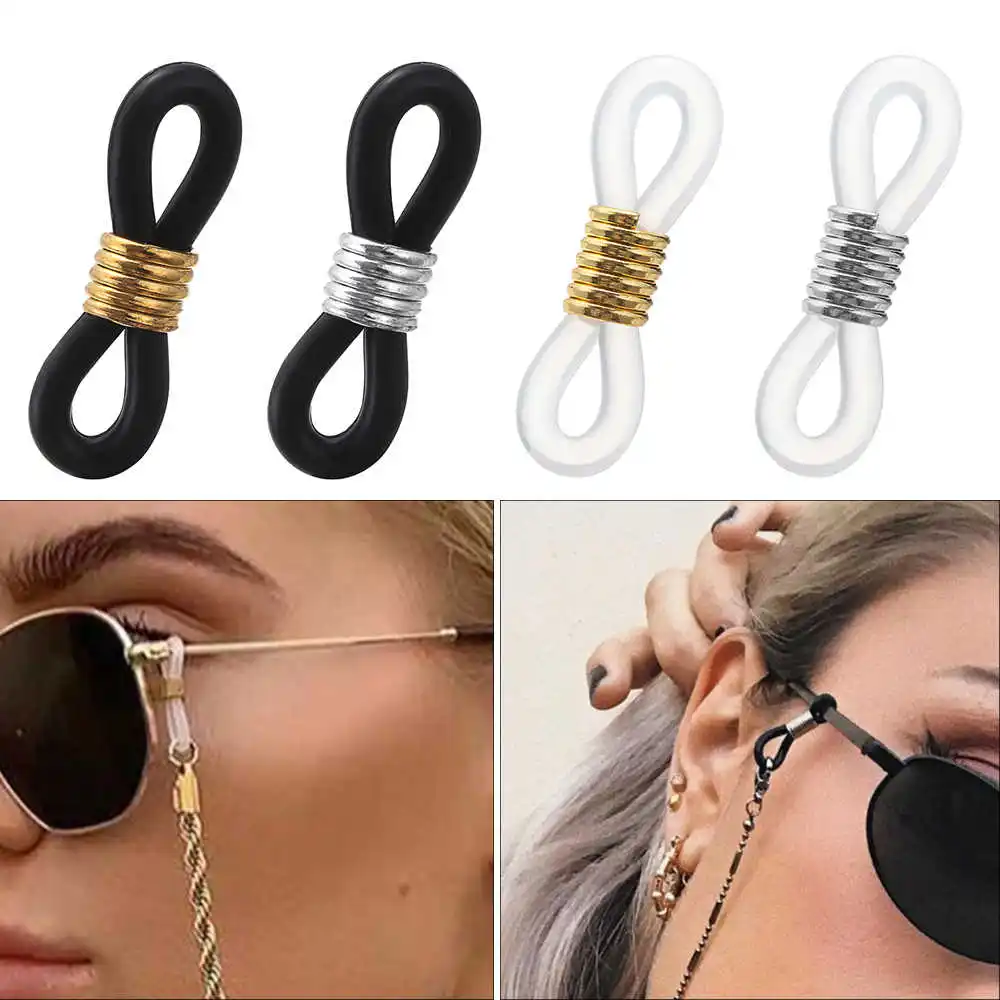 Anti-slip Rubber Retainer Connector Glass Eyeglass Chain Ends Holder Strap  Spectacle Cord Loop Metal White Black Accessories Diy - Buy Eyeglasses