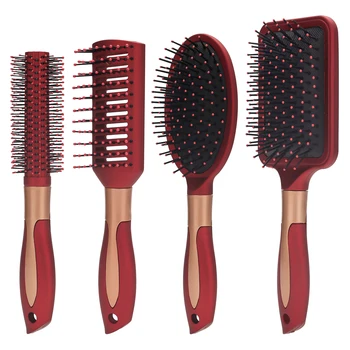 High Quality Red Air Cushion Massage Brush Round Head Comb Teeth Salon Hair Comb Set