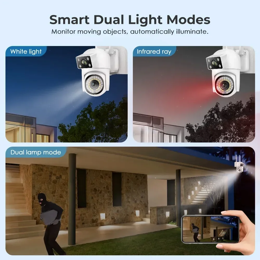 4MP Dual-Lens Auto-Tracking CCTV Camera V380 Pro Outdoor WiFi/4G PTZ Security Cam with Cloud Storage & Waterproof Design