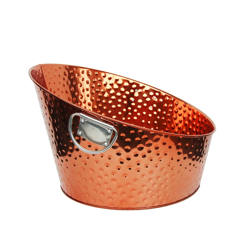 Hammered Large Multiuse Beverage Tub Metal Drink Bucket For Parties