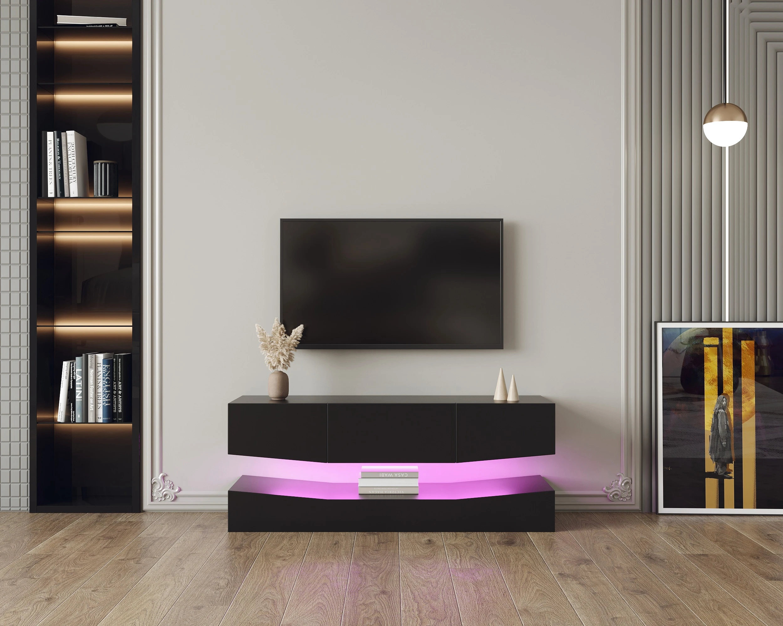 TV  Display Stand with Storage Console With Cabinets and Interior Shelves Home Furniture Cheap and Modern Open She