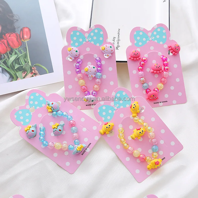 Wholesale Fashion Children Accessories 4pcs/set Ear Clip Ring Bracelet ...