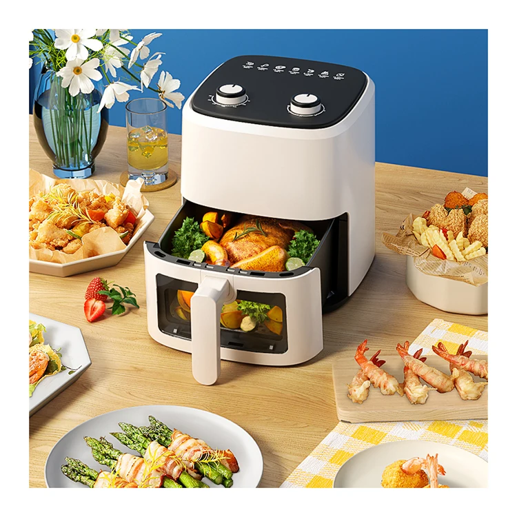 6L 電気エアフライヤーオーブン、透明窓、スマート調理プログラム付き 6L 電気エアフライヤーオーブン、透明窓、スマート調理